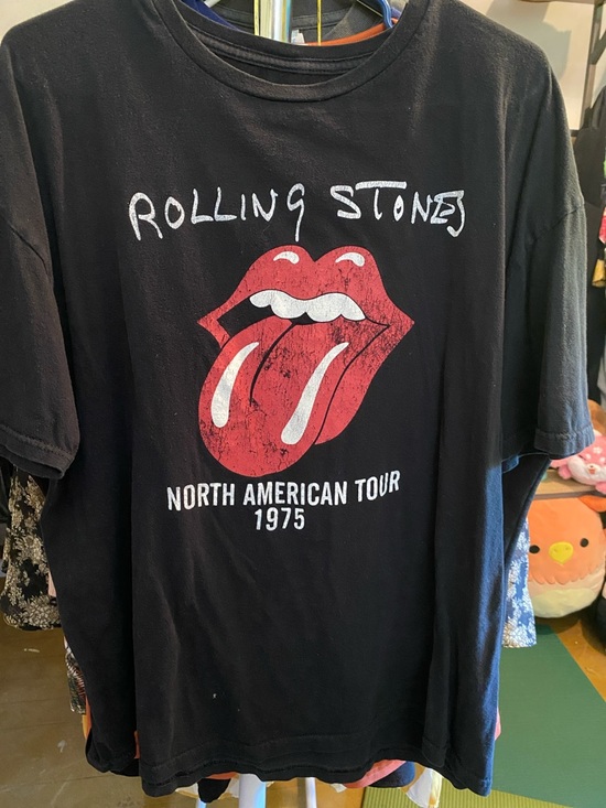 the Rolling Stones Other - the Rolling Stones Black Tee with White Logo
